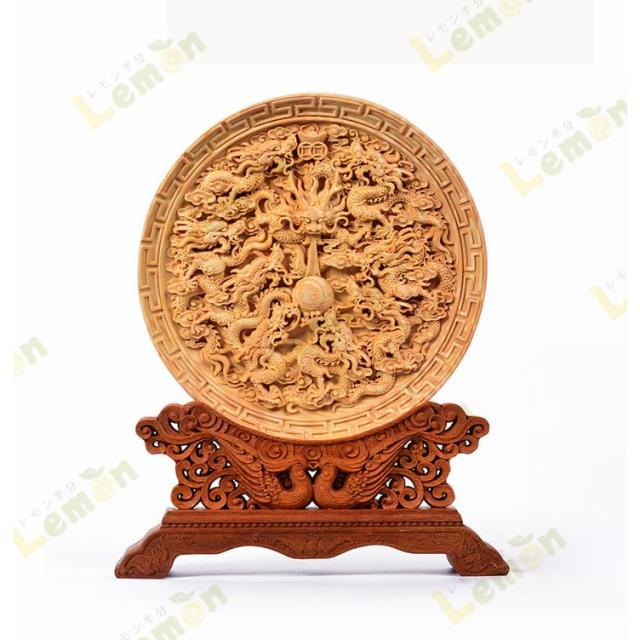龍 鳳凰 鶴 菩薩 皿 極上彫り【お皿型龍神/鳳凰/鶴/菩薩彫り】台付き