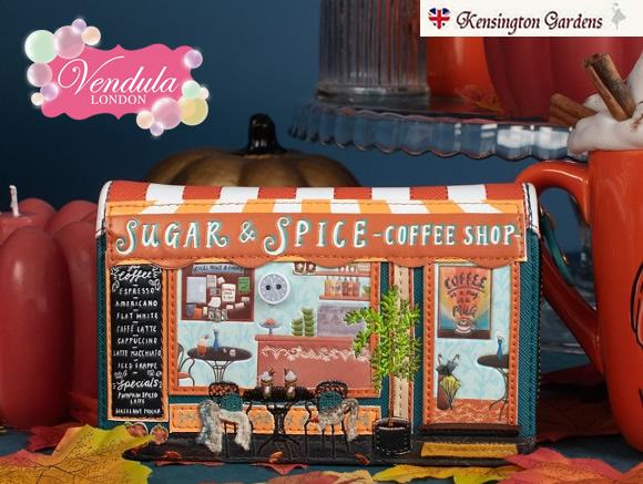ベンデューラ ロンドン ジップアラウンド ウォレット 中 「シュガー＆スパイスコーヒーショップ」 女性用財布 かわいい ブランド フロム イングランド 英国スタイル 女性用デザイナーズバッグ イギリス Vendula Londonの通販は