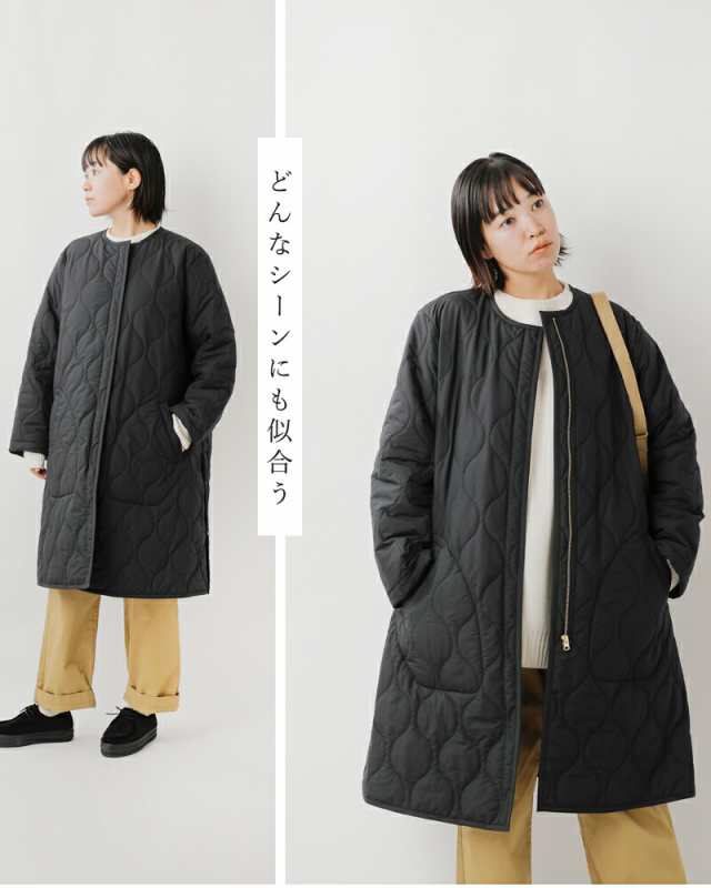 トラディショナルウェザーウェア Traditional Weatherwear アークリー キルティング ジップ ノーカラー ロング ジャケット “ARKLEY ZIP