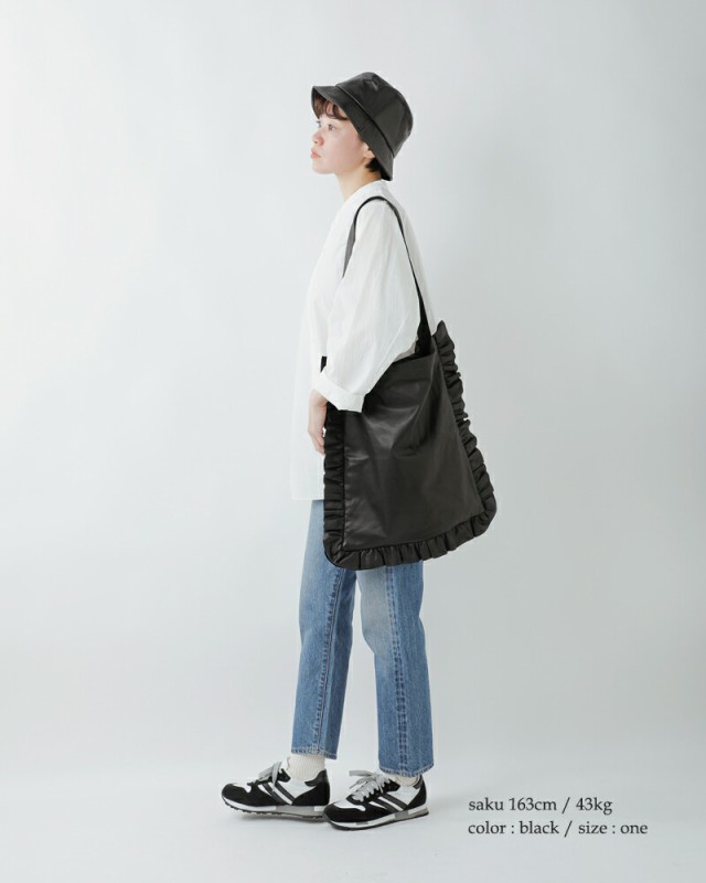 100-027) Sisii シシ レザー フリル トート バッグ “frill tote bag