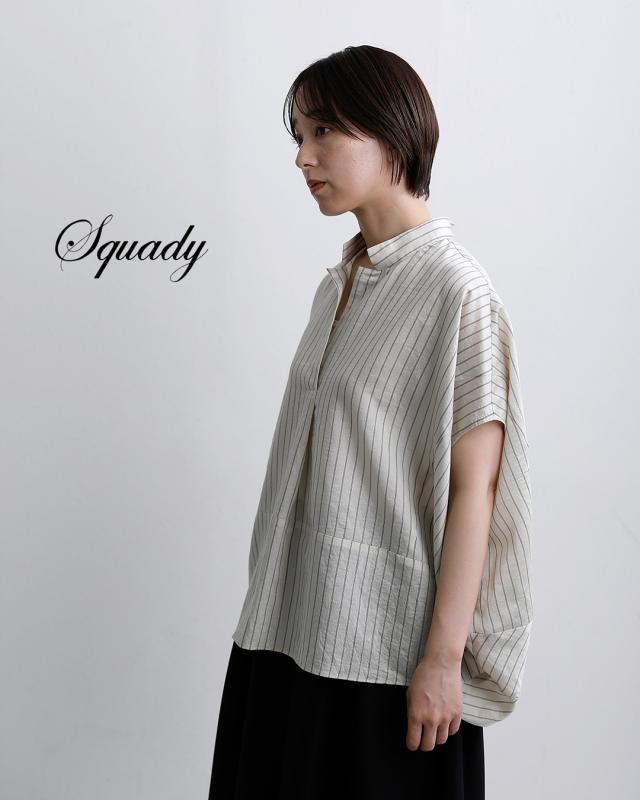 Squady スカディ ワッシャー ストライプ スキッパー シャツ 009-1258 レディース 春夏_1