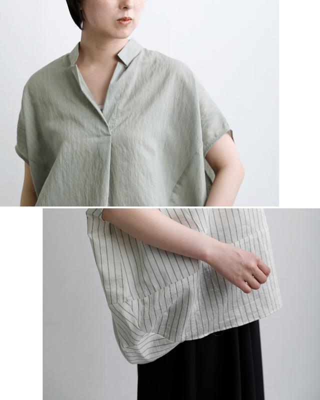 Squady スカディ ワッシャー ストライプ スキッパー シャツ 009-1258 レディース 春夏_5