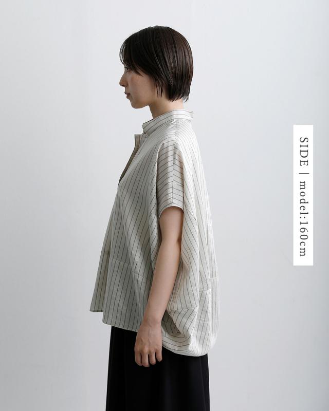 Squady スカディ ワッシャー ストライプ スキッパー シャツ 009-1258 レディース 春夏_7