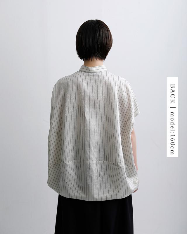 Squady スカディ ワッシャー ストライプ スキッパー シャツ 009-1258 レディース 春夏_8