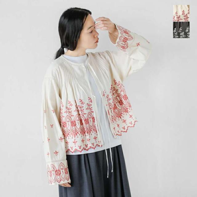 ヌキテパ ブラウス ne Quittez pas  クリンプ コットン アングレーズ 刺繍 ブラウス “Crimp Cotton Anglaise Embroidery Top” 010152wh1  ☆☆ クーポン対象