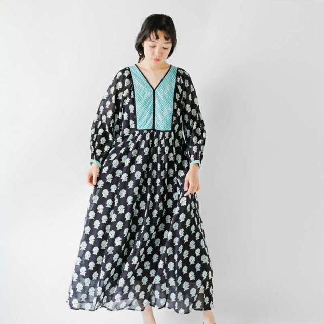 ヌキテパ ワンピース ne Quittez pas ルータス コンビ プリント ドレス “LOTUS COMBI PRINT DRESS” 010441zv2 ☆☆ クーポン対象