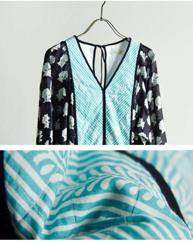 ヌキテパ ワンピース ne Quittez pas ルータス コンビ プリント ドレス