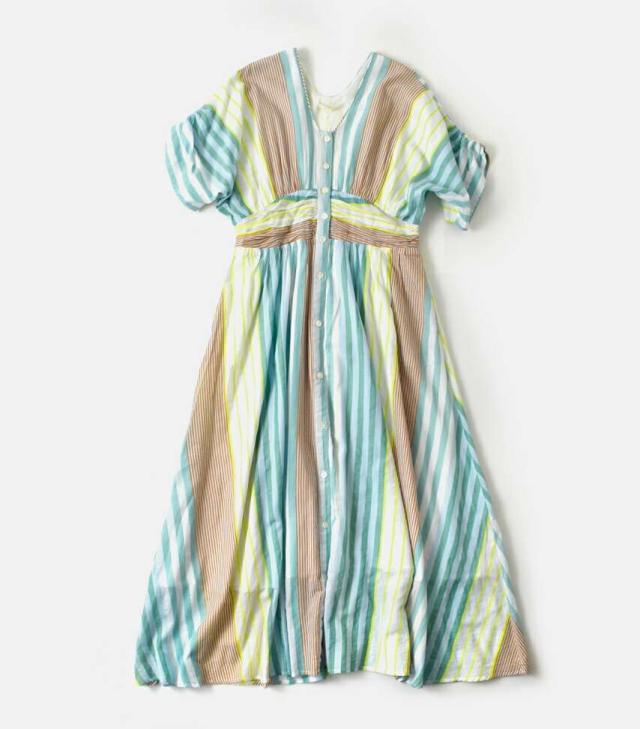 ヌキテパ コットンボイル ティアード ギャザー マキシ丈 ワンピース