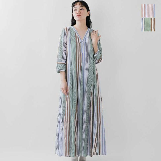 ヌキテパ ワンピース ne Quittez pas  コットンボイル ストライプ パネル ドレス “Cotton Voile Stripe Panel Dress” 010452wd2  クーポン対象
