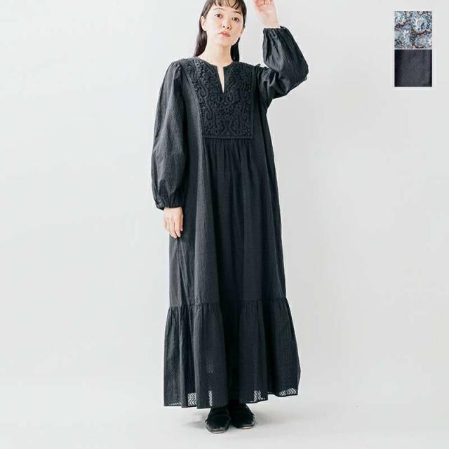 ヌキテパ ワンピース ne Quittez pas  コットン レース ヨーク ドレス “Cotton Organza Paisley Dance / Cotton Jacquard Lace Yoke Dress” 010452wg5-wj2  クーポン対象