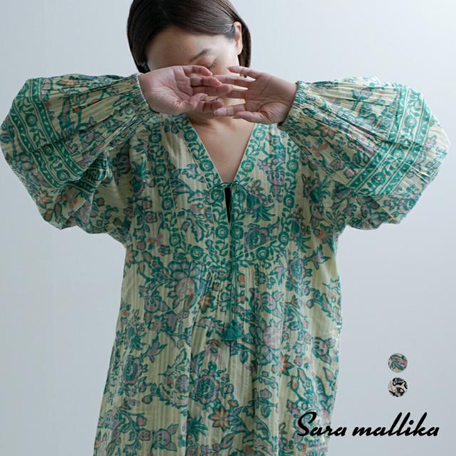 Sara Mallika サラマリカ コットン ペイズリー 花柄プリント ワンピース 020461sb1 レディース  春夏
