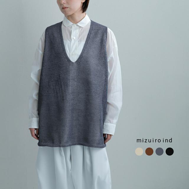 mizuiro ind ミズイロインド ワイド Vネック ベスト 1-220062 レディース 2026ss新作 春夏