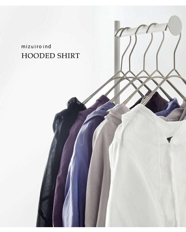 ミズイロインド ブラウス mizuiro ind  コットン ローン フーデッド シャツ 1-230124  クーポン対象 ミズイロインド ブラウス mizuiro ind コットン ローン フーデッド