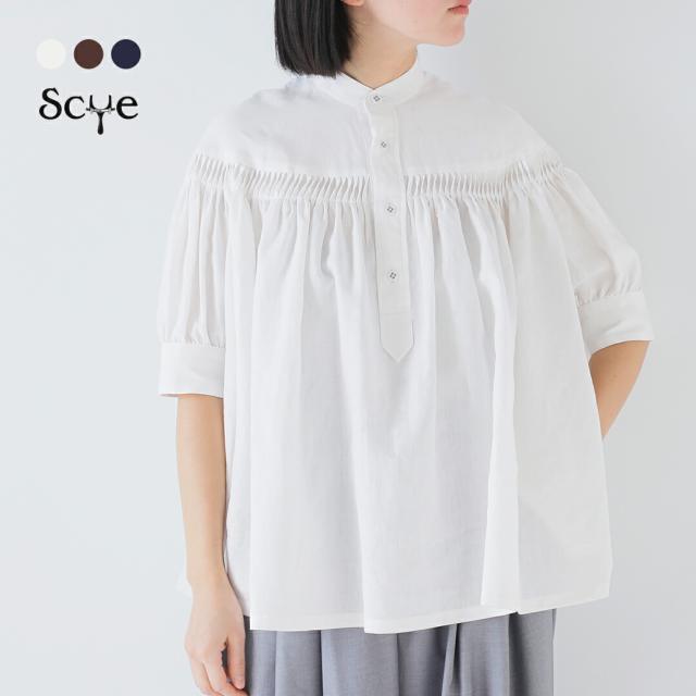 Scye サイ リネン キャンブリック タック ハーフスリーブ ブラウス 60/1Linen Cambric Tucked Blouse Half Sleeve 1226-31001 レディース 2026ss新作 春夏 クーポン対象