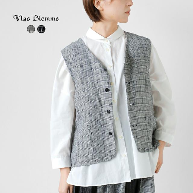Vlas Blomme ヴラスブラム リネン クラシカル チェック コンビネーション ジレ 13310125 レディース 2026ss新作 春夏 クーポン対象
