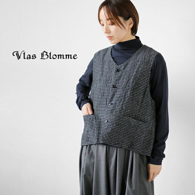 Vlas Blomme ヴラスブラム リネン クラシカル チェック コンビネーション ジレ 13310125 レディース 2026ss新作 春夏 クーポン対象_1