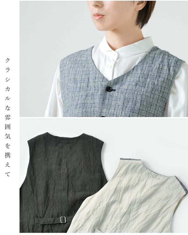 Vlas Blomme ヴラスブラム リネン クラシカル チェック コンビネーション ジレ 13310125 レディース 2026ss新作 春夏 クーポン対象_7