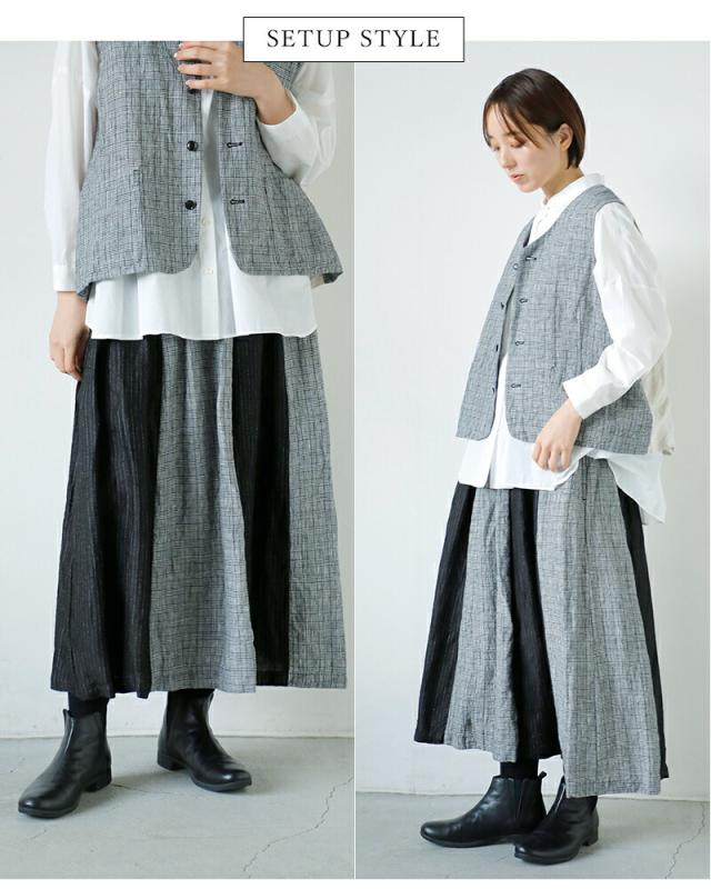 Vlas Blomme ヴラスブラム リネン クラシカル チェック コンビネーション ジレ 13310125 レディース 2026ss新作 春夏 クーポン対象_12