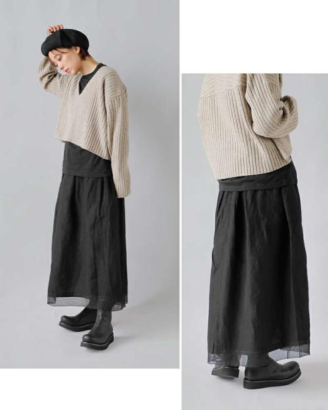 Vlas Blomme ヴラスブラム ブラスブラム  リネン バンブー ヘムレース スカート 13525085-mn 2025aw新作 レディース ☆☆ クーポン対象 Vlas Blomme ヴラスブラム ブラスブラム リネン バンブー ヘムレース