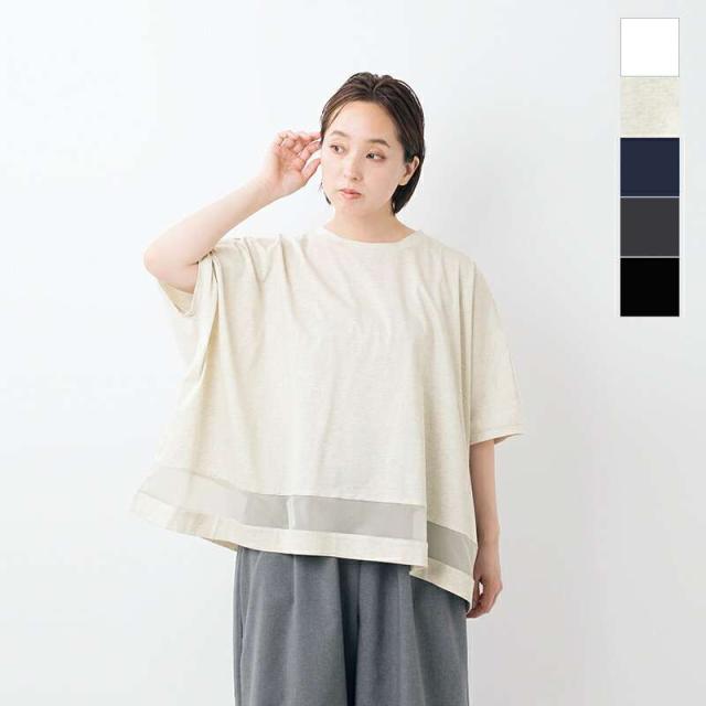 ミズイロインド Tシャツ mizuiro ind コットン メッシュ ミックス ワイド プルオーバー 2-210130