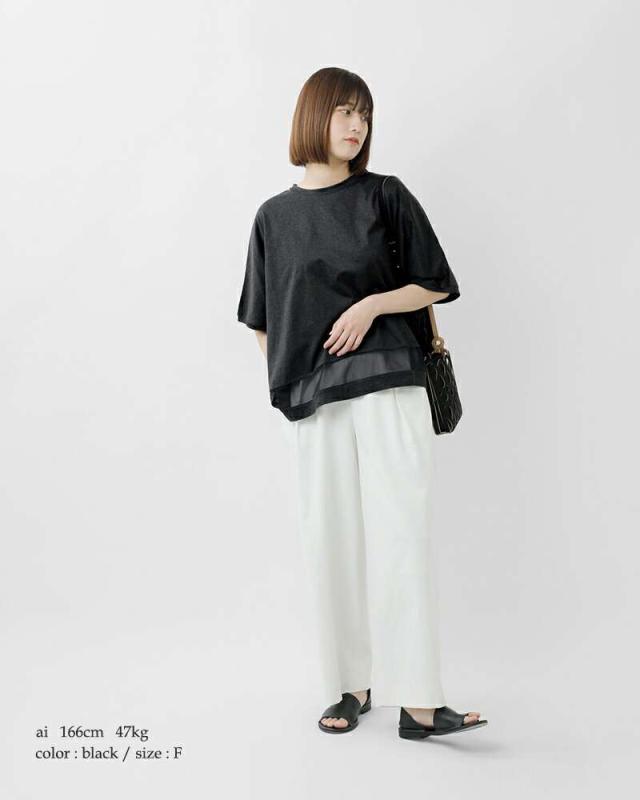ミズイロインド Tシャツ mizuiro ind コットン メッシュ ミックス ワイド プルオーバー 2-210130_3
