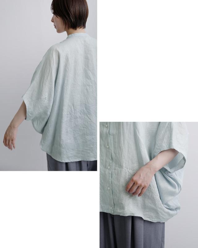 mizuiro ind ミズイロインド リネン スタンドカラー コクーン シャツ 2-230136 レディース  春夏_7