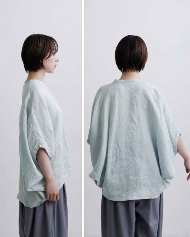 mizuiro ind ミズイロインド リネン スタンドカラー コクーン シャツ 2-230136 レディース  春夏_11