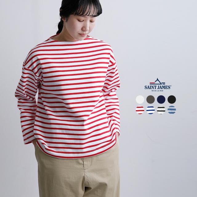 SAINT JAMES セントジェームス コットン ボートネック ウェッソン ルーズ Tシャツ “OUESSANT LOOSE” 20jc-ouess-loose レディース 2026ss新作 春夏