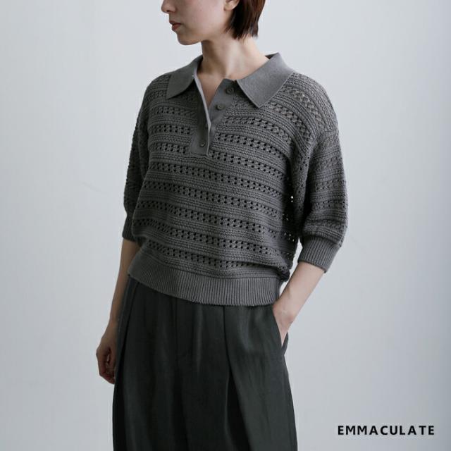 EMMACULATE エマキュレイト レース パフスリーブ 襟付き ニット プルオーバー 2261k-52430 レディース 2026ss新作 春夏 クーポン対象_1