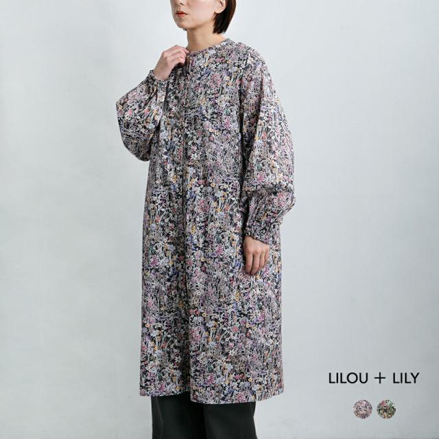 LILOU+LILY リルアンドリリー リバティ バンドカラー チュニック ワンピース ドレス 2508yj-0121 レディース 2026ss新作 春夏 クーポン対象