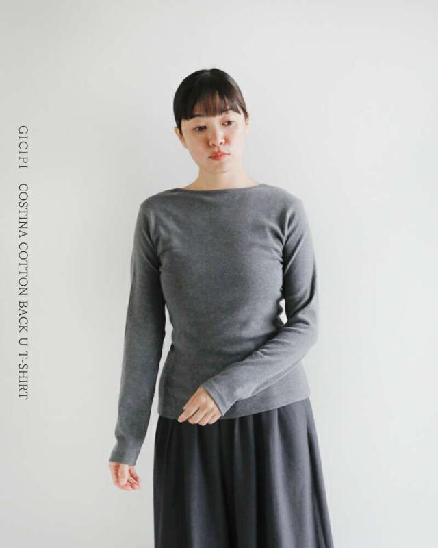 ジチピ Tシャツ GICIPI  コスティーナ コットン バックU ロングスリーブ Tシャツ “Cece” 2519a  クーポン対象