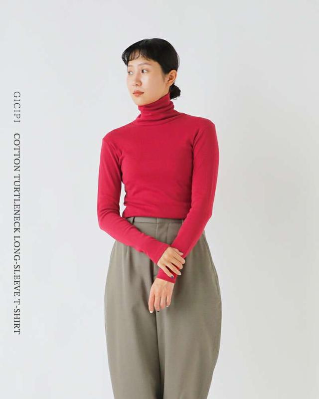 GICIPI ジチピ コットン タートルネック ロングスリーブ Tシャツ “PREZZEMOLO” 2520a-yo 2025aw新作 レディース クーポン対象