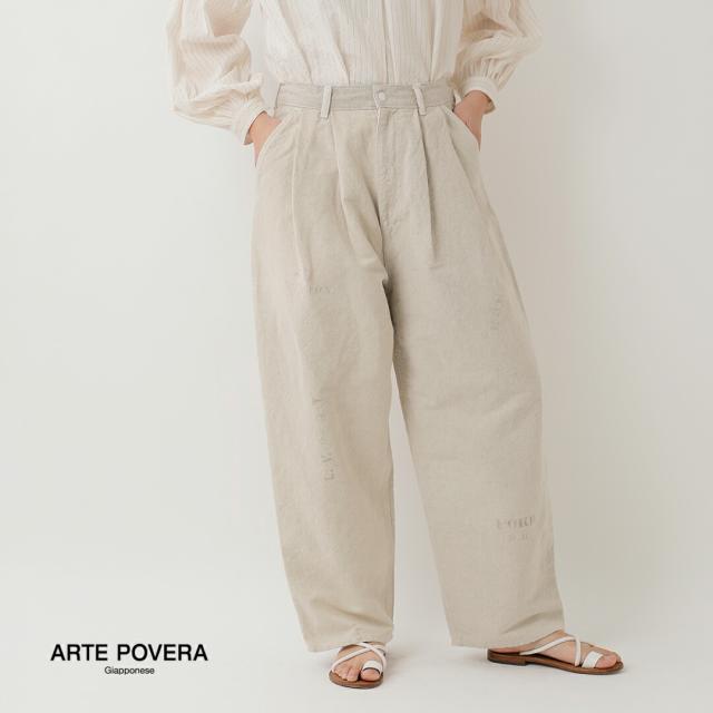 ARTE POVERA アルテポーヴェラ コットンリネン フランスUSEDシーツMIX ステンシル2タックパンツ 26sp36 レディース 2026ss新作 春夏