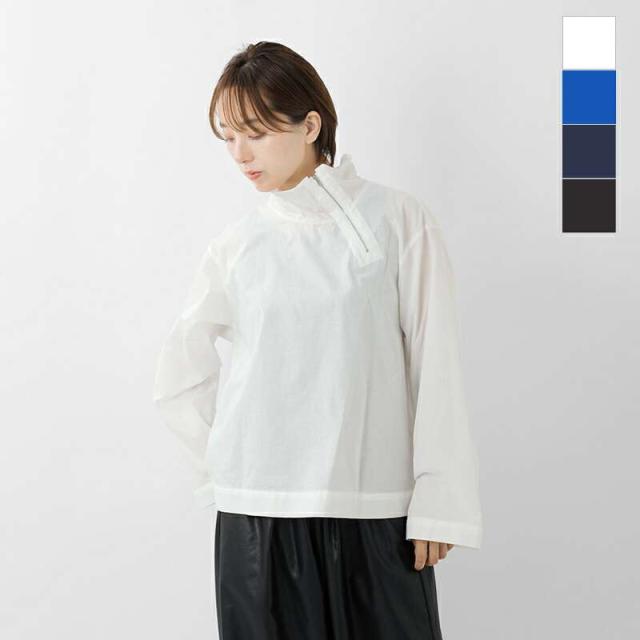 ミズイロインド ブラウス mizuiro ind コットン ジップ ハイネックカラー プルオーバー 3-230105 ☆☆ クーポン対象