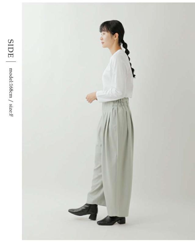 ミズイロインド mizuiro ind ハイウエスト タック パンツ 3-260077