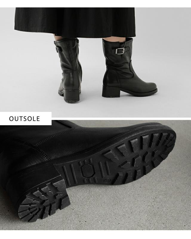 VELOZ ヴェロス カウレザー サイドジップ ベルト ミドルブーツ 3840-f