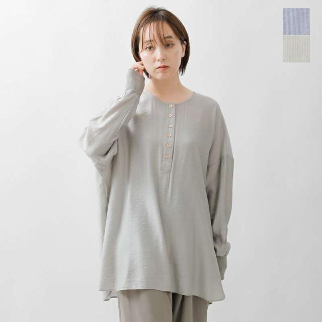 シアントーキョー ブラウス CYAN TOKYO ストライプ ヘンリーリブ ブラウス 504357 ☆☆ クーポン対象