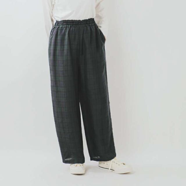 トラバイユマニュアル TRAVAIL MANUEL  チェック サッシュ ワイド パンツ 5091 パンツ  ☆☆ クーポン対象