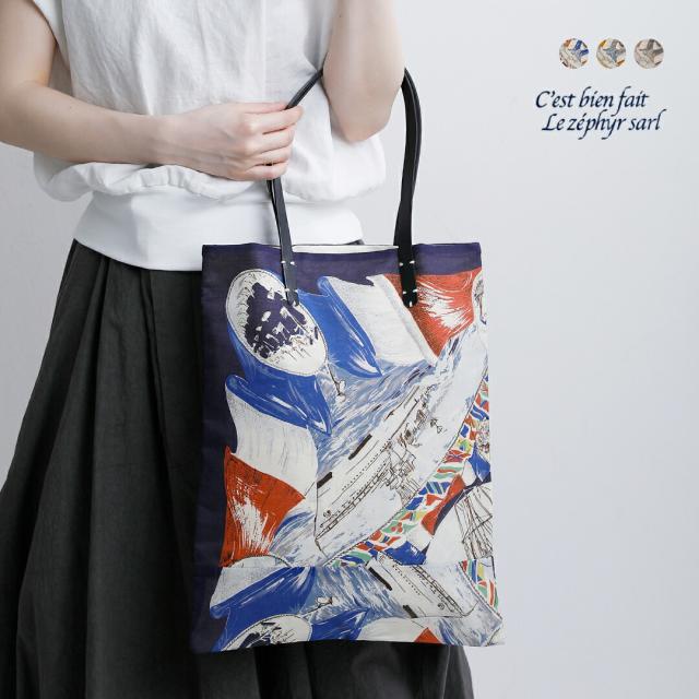 セール 30%OFF [NEW]C’EST BIEN FAIT セビアンフェ 80ローン コットン オリジナルプリント ブロカントスカーフ トートバッグ 51751 レディース