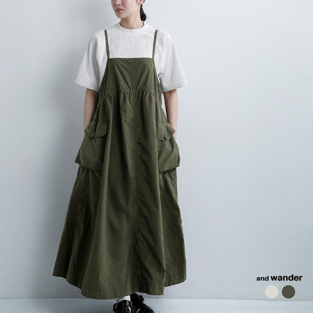 and wander アンドワンダー 撥水 オーバーサイズ カーゴドレス oversized cargo dress 574-6183091 レディース  春夏