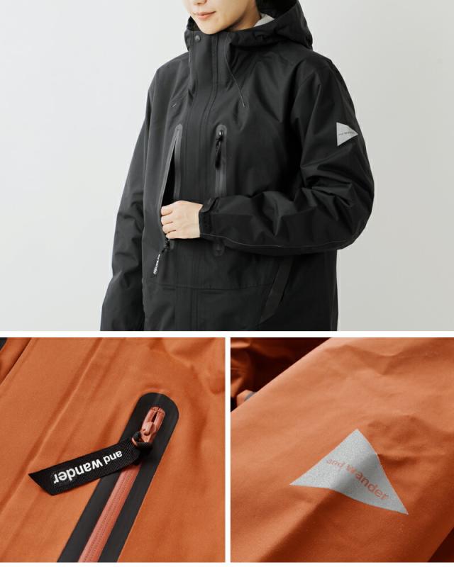 and wander アンドワンダー ハイカー レイン ジャケット “2.5L hiker rain jacket” 574-5911003-ms 2025aw新作  レディース クーポン対象