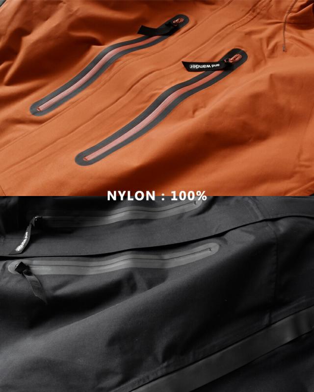 and wander アンドワンダー ハイカー レイン ジャケット “2.5L hiker rain jacket” 574-5911003-ms 2025aw新作  レディース クーポン対象