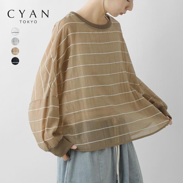 CYAN TOKYO シアントーキョー グロッシーシアーボーダー ブラウス 610432 レディース  春夏