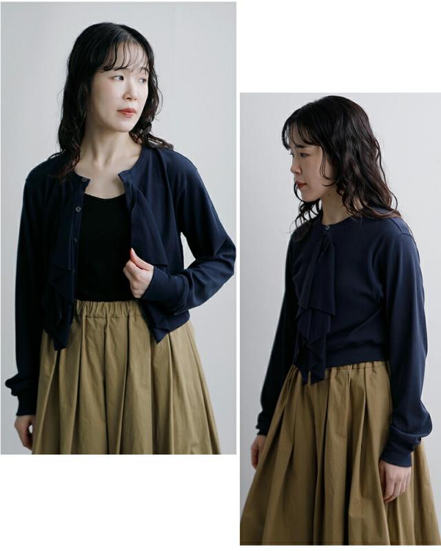 HAVERSACK ATTIRE ハバーサック アタイア コットンハードツイストスムース フリルブラウス 612600 レディース 春夏_6