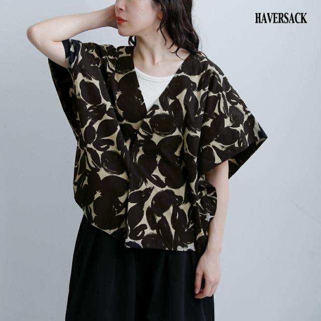 HAVERSACK ハバーサック  ブラッシュドフラワープリント Vネックシャツ 622629 レディース  春夏