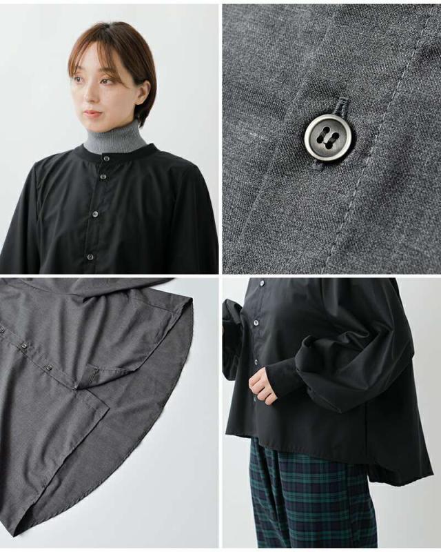 ナル ブラウス NARU トロンとツイル フレア シャツ 665840