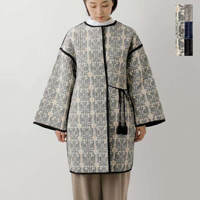 soi-e ソア  ジャガード リバーシブル ノーカラー ロング ジャケット 831426-yo 2025aw新作 レディース ☆☆ クーポン対象