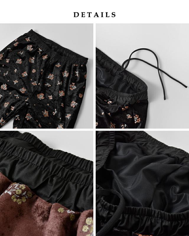 セール 60%OFF Le Melange ル メランジュ クラッシュベロア フラワープリント ストレート イージーパンツ 8551502 レディース_9