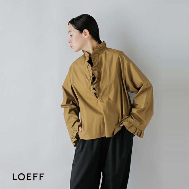ロエフ ブラウス LOEFF コットンブロード フリル スキッパー シャツ