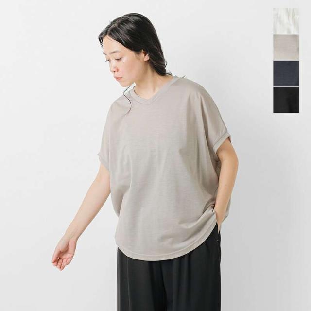 スカディ Tシャツ Squady リネン ライク Vネック フレンチ プルオーバー 902-6841